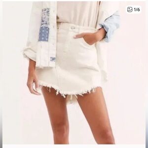 Free People white denim miniskirt, size 25, NWT